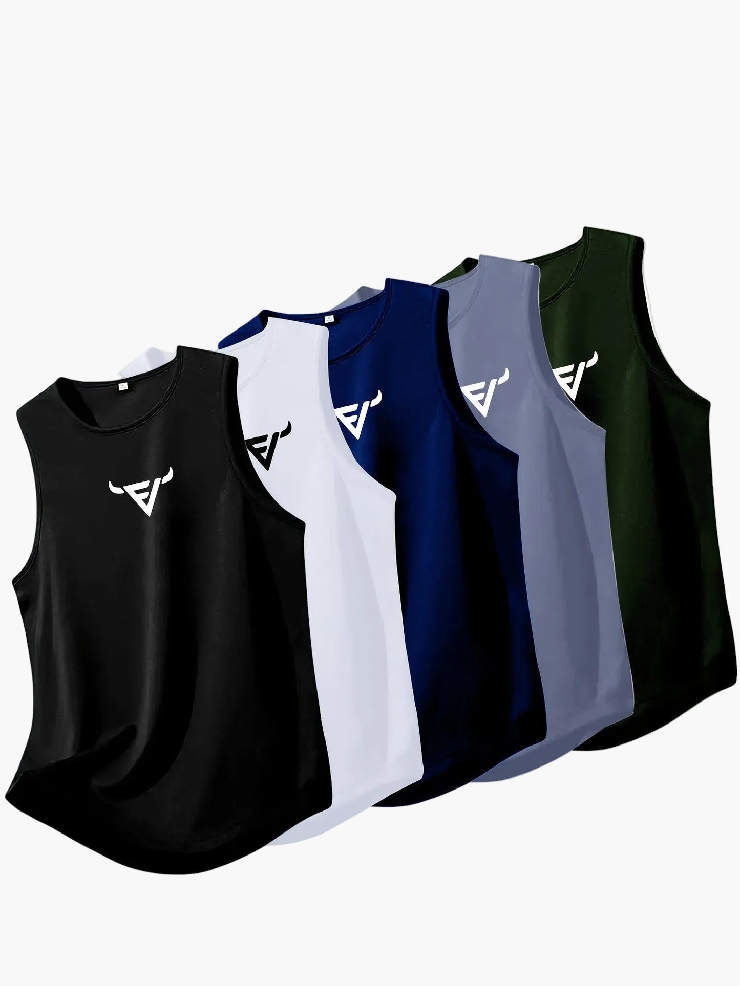 Herren sportlinne 5-pack – ärmlös träningsshirt för träning och fritid