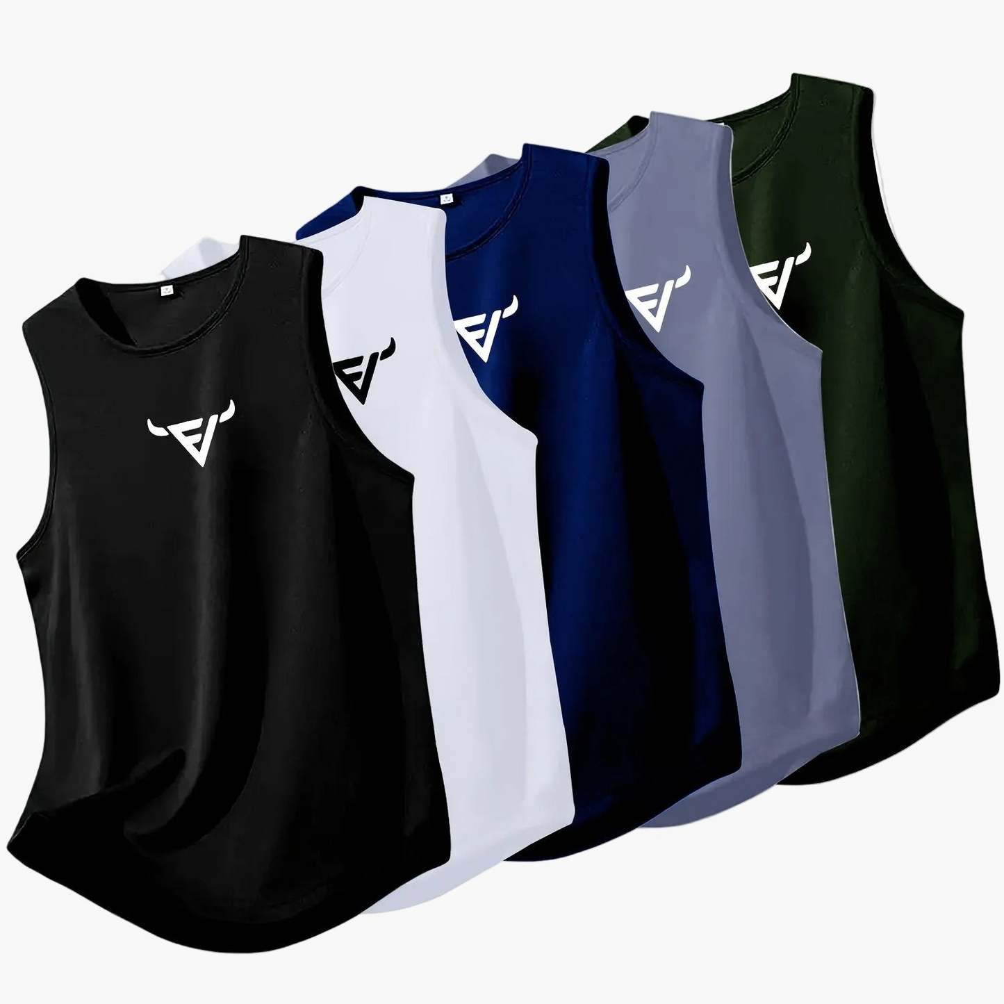 Herren sportlinne 5-pack – ärmlös träningsshirt för träning och fritid