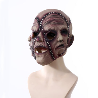 Maschera horror in lattice a tre volti di Halloween per adulti – Maschera costume terrificante per feste e decorazioni spaventose