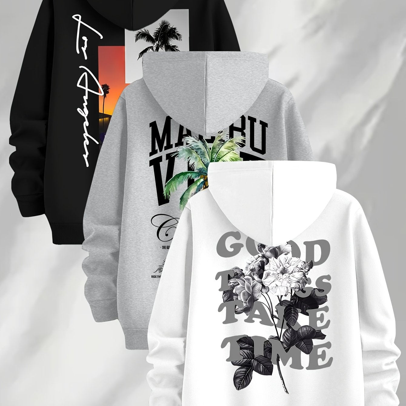 Hoodie mit Kapuze & Kordelzug, Fronttasche, Langarm, verschiedene Designs