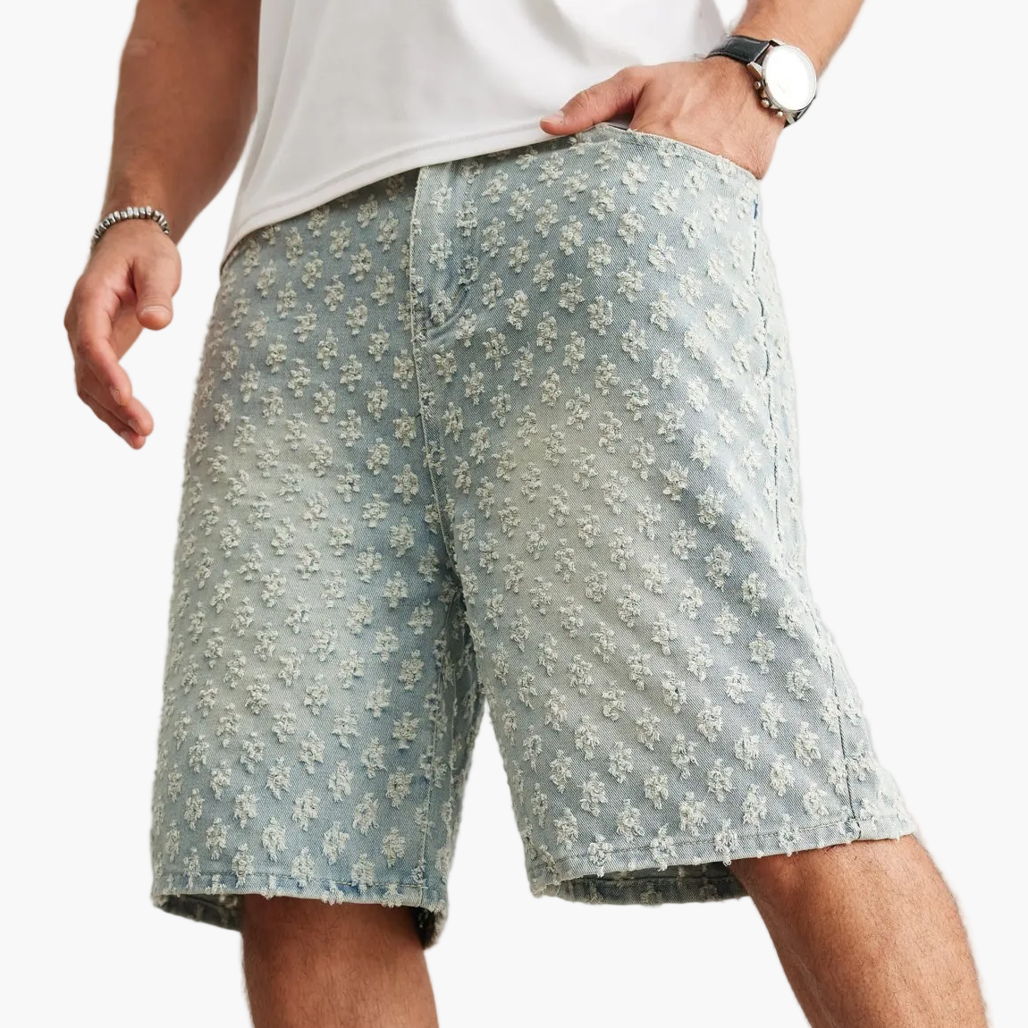 Bermuda da uomo stile streetwear con motivo floreale – Perfette per il tempo libero e l’estate