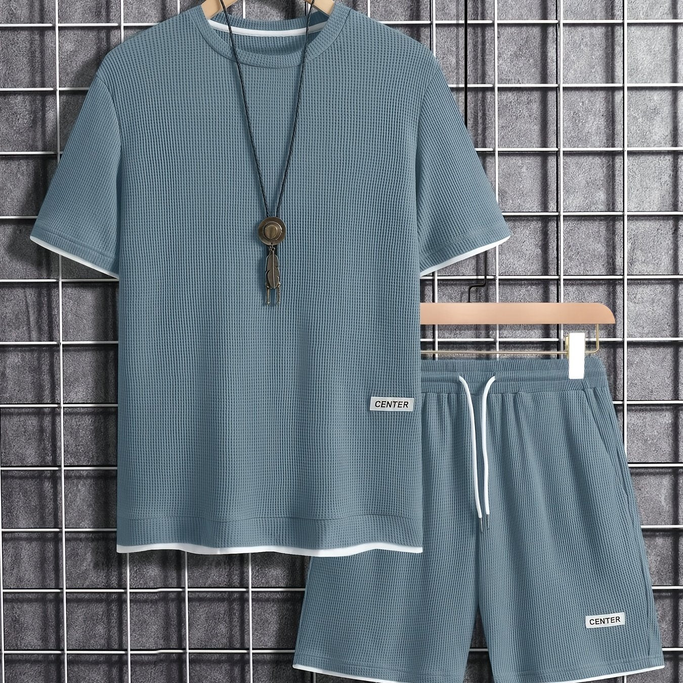 Ensemble décontracté homme T-shirt manches courtes & short – Tenue d'été décontractée avec col rond