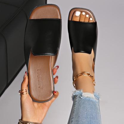 Damen Slip-On Sandalen mit eckiger Spitze – Moderner Sommerschuh für Alltag und Freizeit
