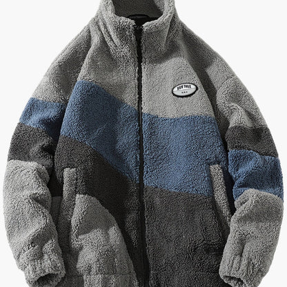 Herre preppy stil softshelljakke med farveblok-design og ståkrave – Fritidsjakke med lynlås