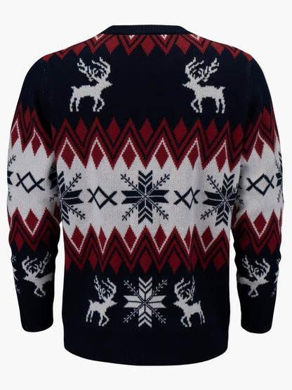 Maglione natalizio da uomo con motivo renna e fiocchi di neve, stile casual invernale