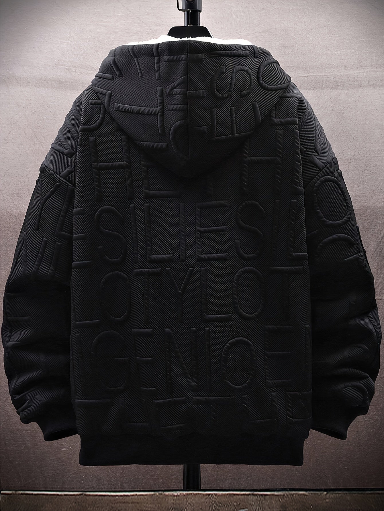 Unisex vinterhoodie-jakke med lynlås, foret, struktureret look, til mænd og kvinder