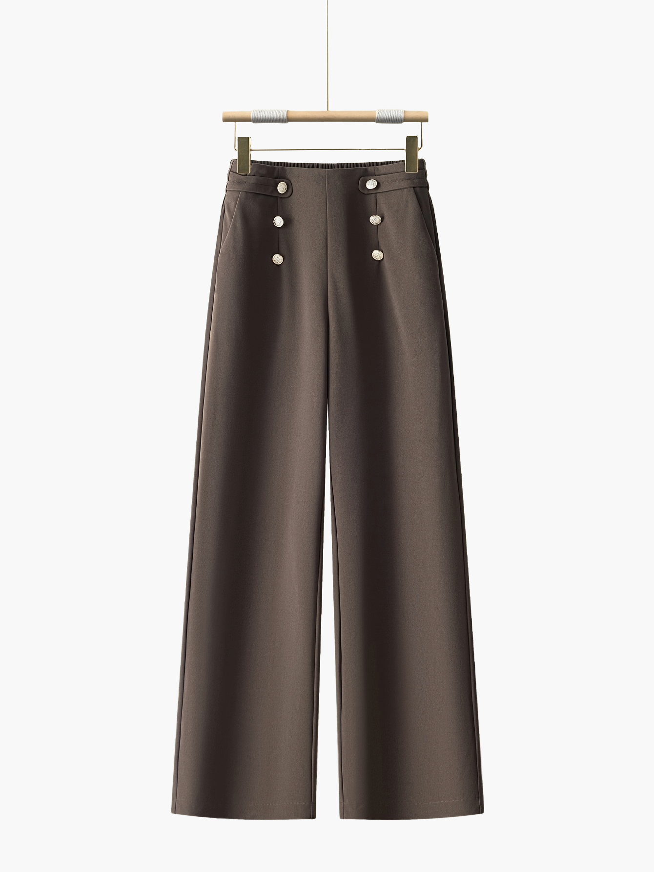 Damen Elegante Weite Bein Hose mit Knopfdetails – Perfekt für Freizeit und Büro