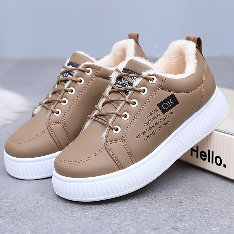 Damen Gefütterter Sneaker mit dicker Sohle Braun