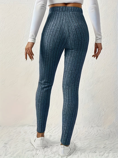 Leggings da donna a coste con vita alta e dettaglio a farfalla