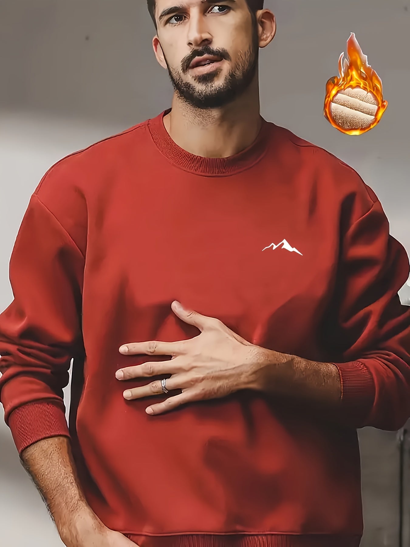 Unisex Winter Pullover mit Fleece-Futter und Berg-Logo
