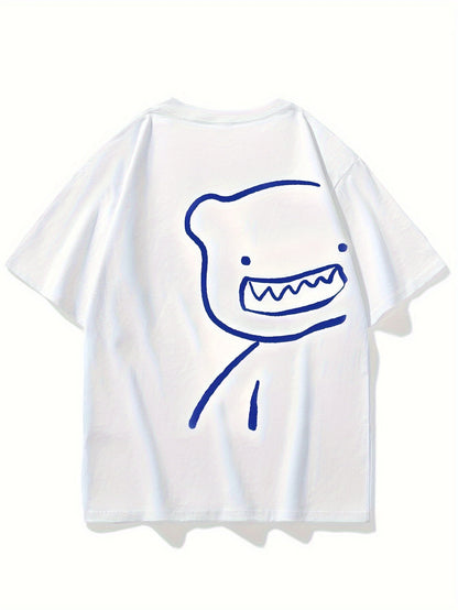 Herre Oversize Streetwear T-skjorte med Bjørnegrafikk og Moderne Trykk