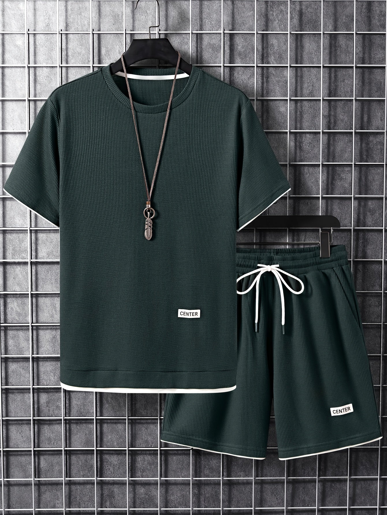Ensemble décontracté homme T-shirt manches courtes & short – Tenue d'été décontractée avec col rond