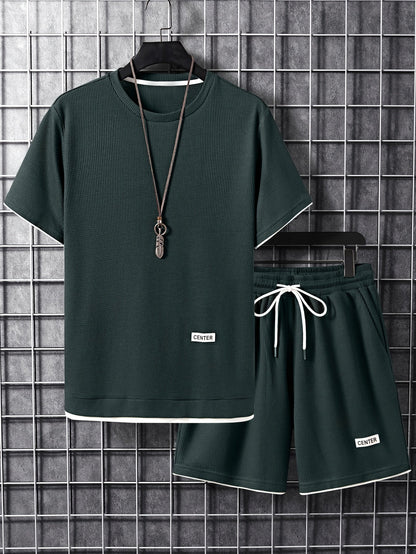 Ensemble décontracté homme T-shirt manches courtes & short – Tenue d'été décontractée avec col rond