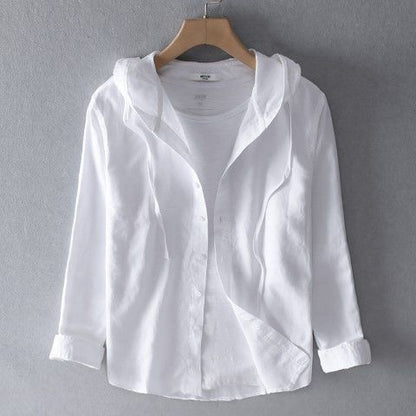 Zomerblouse dames – Lichtgewicht blouse met capuchon in overhemdstijl