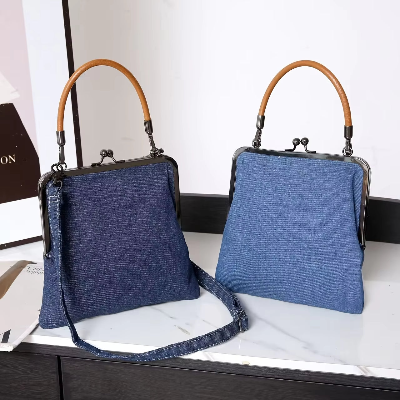 Dam Vintage-Retro Handväska med Lås – Modernt City Bag för Vardag och Utekväll
