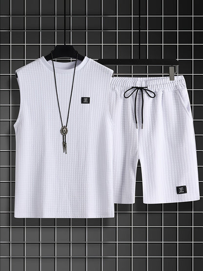 Męski zestaw casual bezrękawnik i szorty swobodny letni look