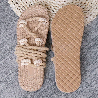 Dame Boho sommersandaler – flade snøresandaler i espadrillestil til fritid og ferie
