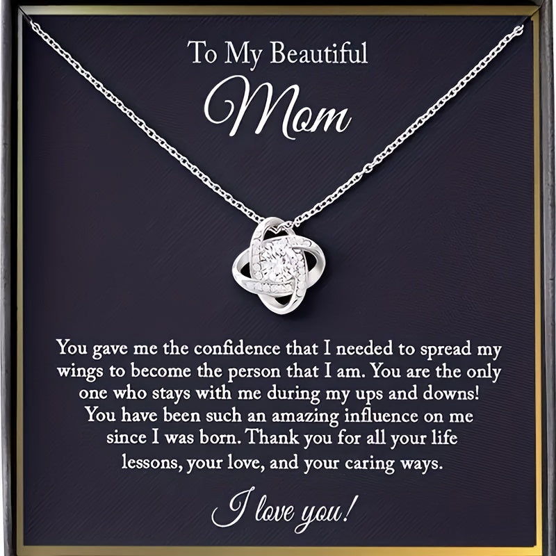 Damen Schmuckset – Elegante Halskette mit Liebesknoten und Geschenkbox – Perfekte Geschenkidee für Mama zum Muttertag