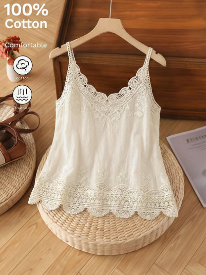 Damski koronkowy top na ramiączkach w stylu boho na lato, czas wolny i na zewnątrz