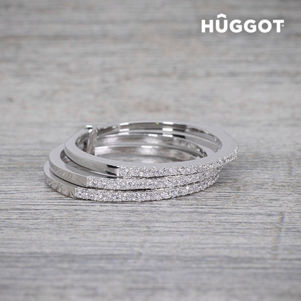 Ring van sterling zilver met zirkonen, drie banden design