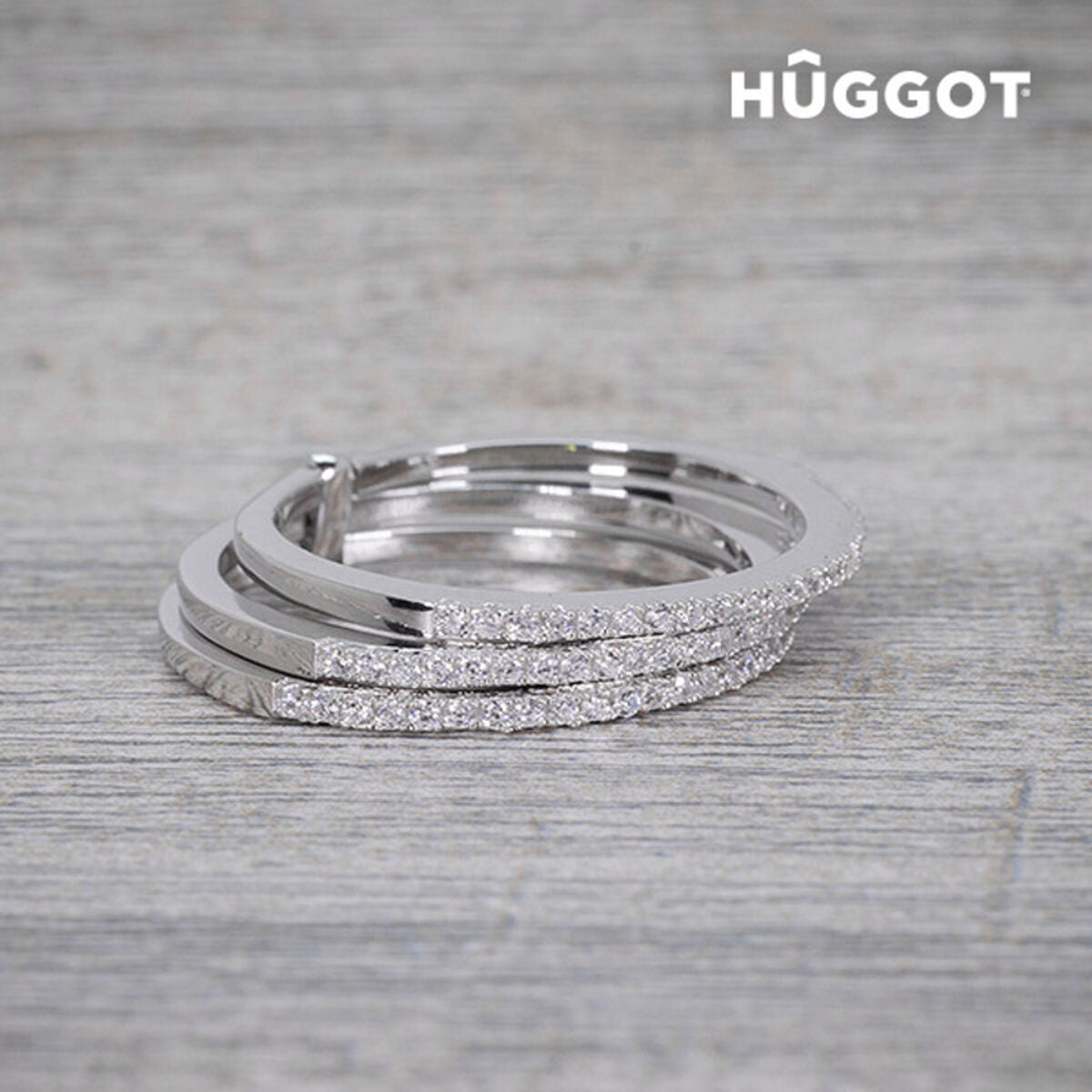 Ring van sterling zilver met zirkonen, drie banden design