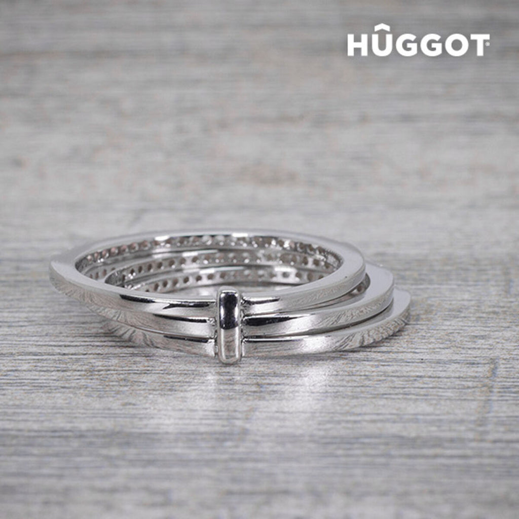Ring van sterling zilver met zirkonen, drie banden design