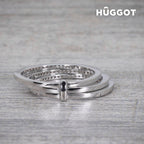 Ring van sterling zilver met zirkonen, drie banden design
