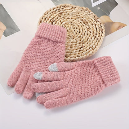 Guantes de punto unisex con función para pantalla táctil, con forro cálido