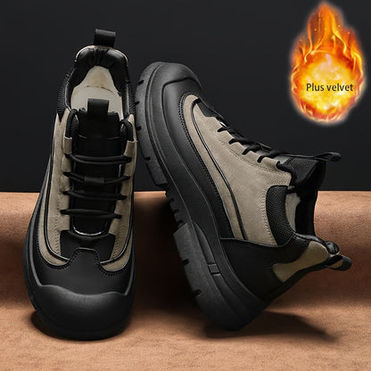 Robuste Herren Sneaker Winter Freizeitschuh mit dicker Sohle Grau/Khaki