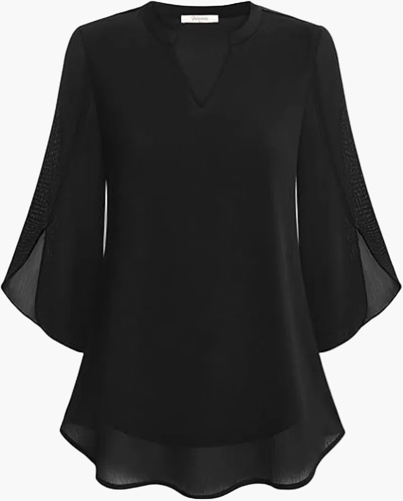 Blusa túnica elegante y suelta para mujer con manga 3/4 para oficina y diario