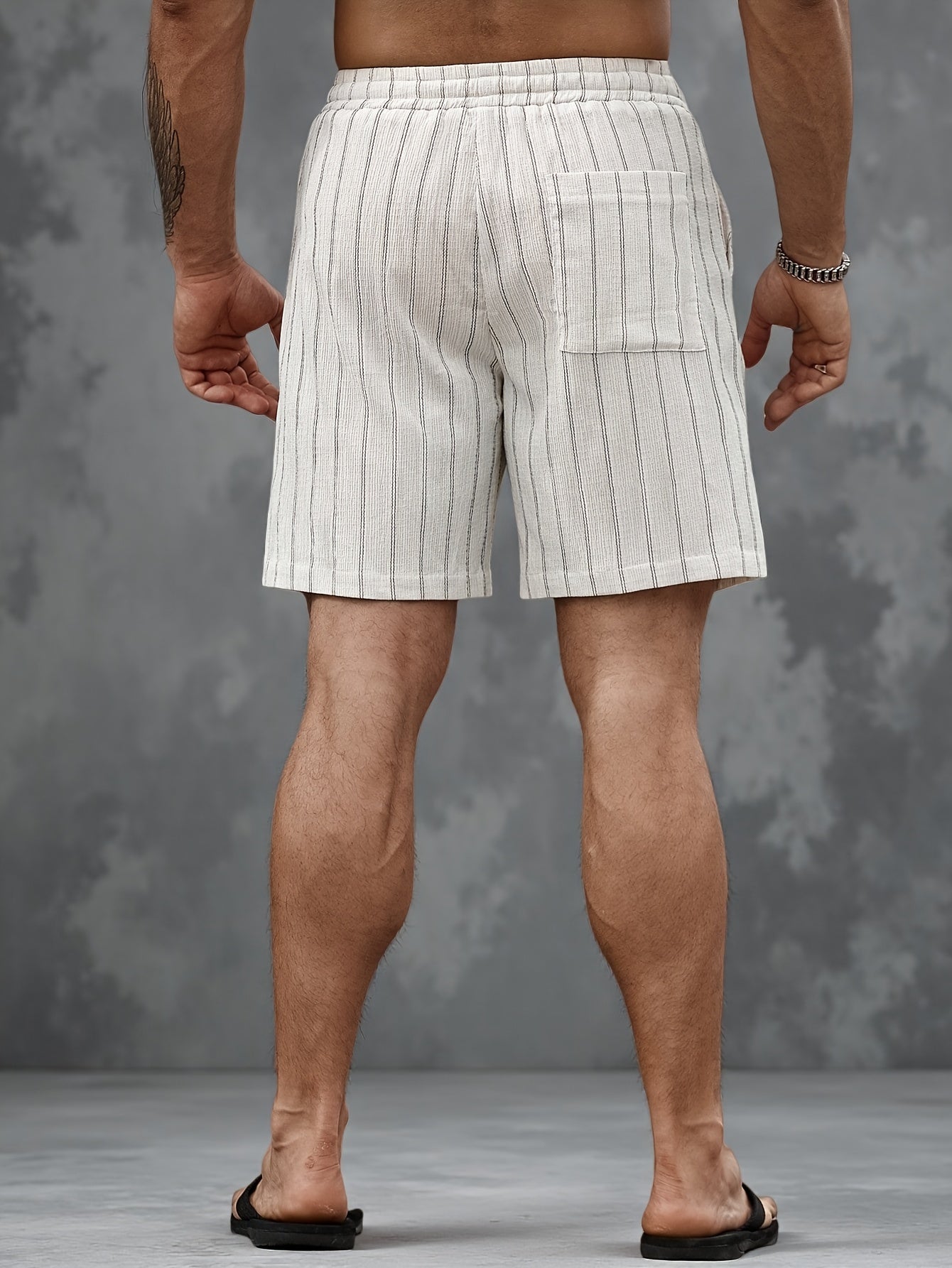 Shorts décontractés pour homme avec motif à rayures et cordon de serrage – Parfaits pour les loisirs et le sport