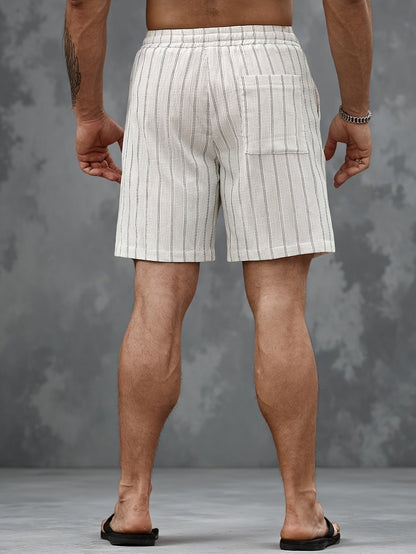 Shorts décontractés pour homme avec motif à rayures et cordon de serrage – Parfaits pour les loisirs et le sport