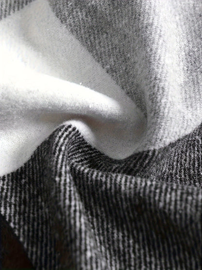 Camicia-giacca da uomo con cappuccio a quadri, nera e bianca, oversize