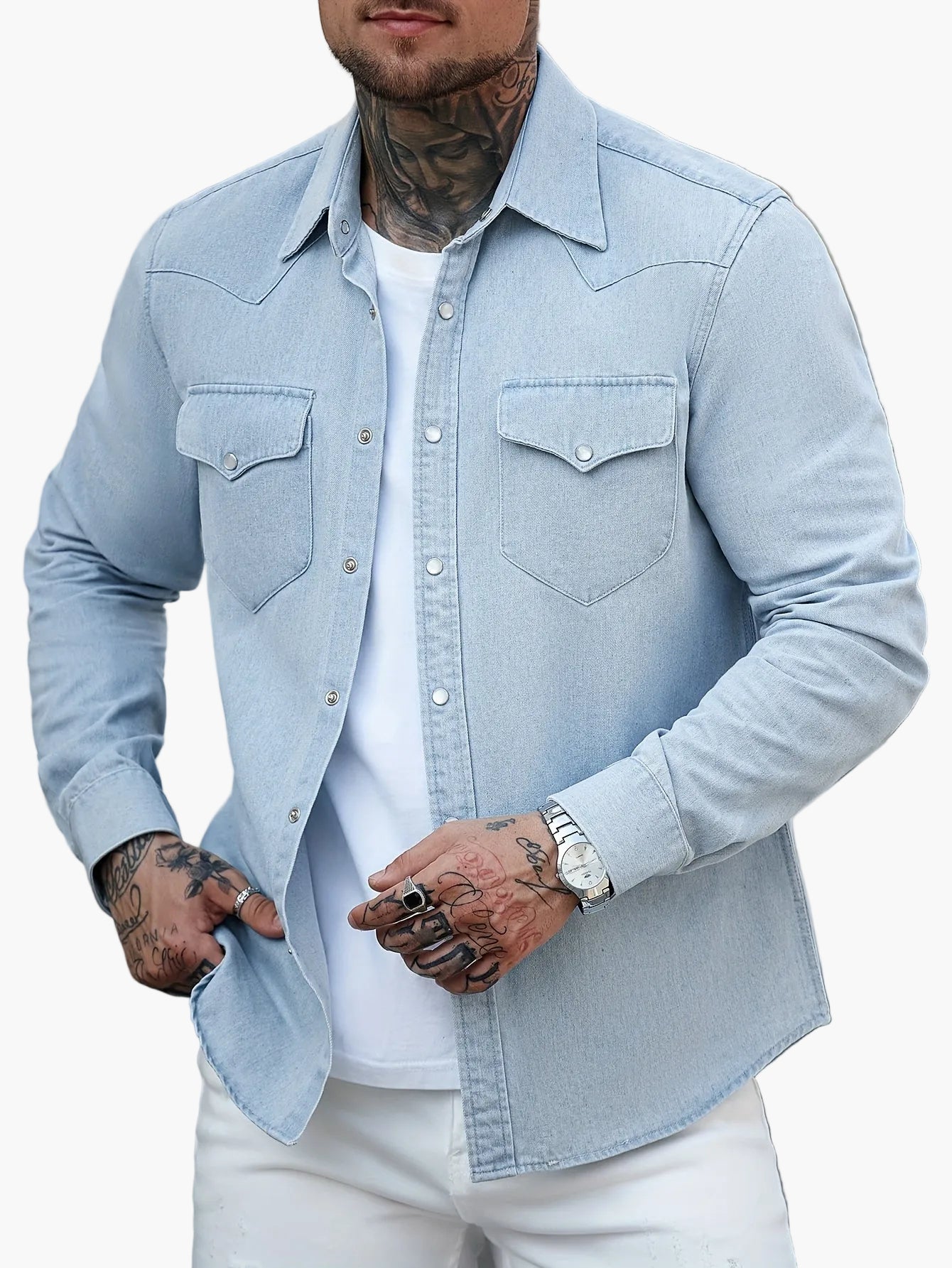 Herren Jeanshemd im Western-Stil – Lässiger Alltagslook, Perfekt für Freizeit und Streetwear