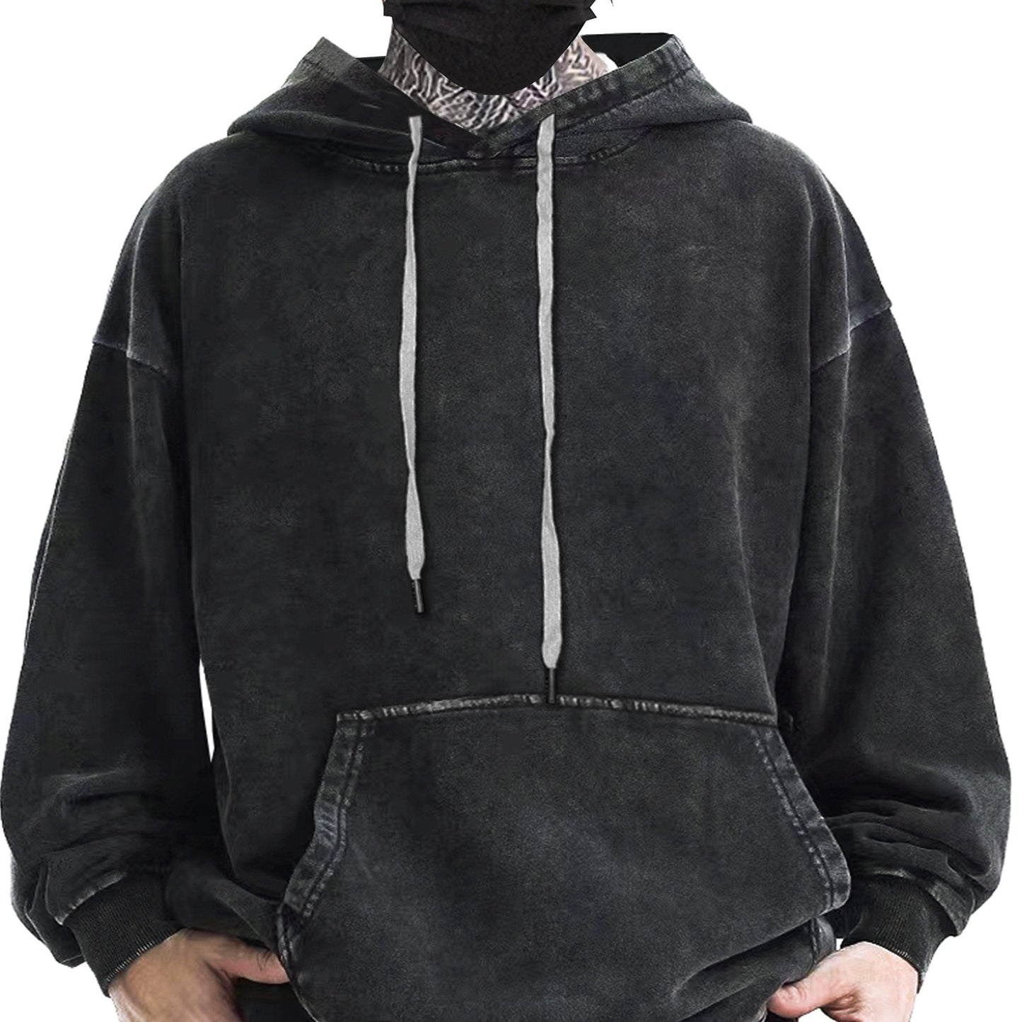 Unisex Kapuzenpullover Oversize Washed Dunkelgrau