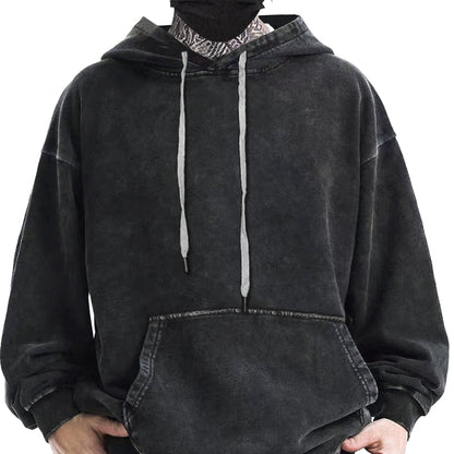 Unisex Kapuzenpullover Oversize Washed Dunkelgrau