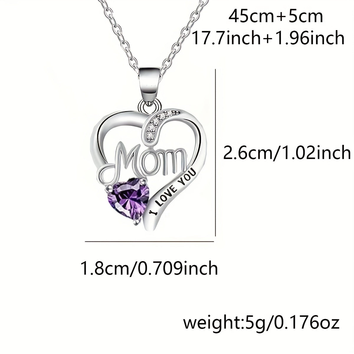 Damen Schmuckset Herz Halskette mit Anhänger 'Mom I Love You' und Geschenkbox mit Ewiger Rose – Elegantes Muttertagsgeschenk