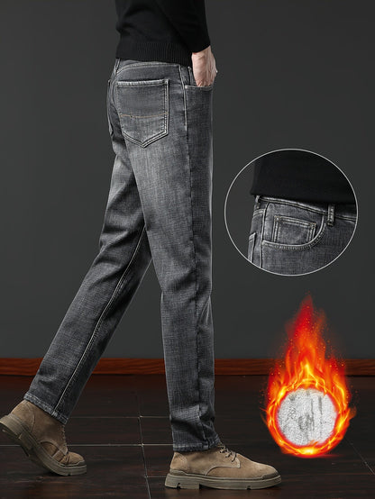Thermo Jeans Herren gefüttert Winterhose Grau / Dunkelblau