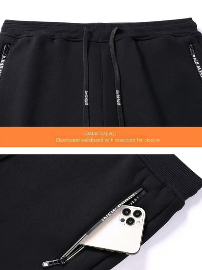 3er Pack Gefütterte Jogginghosen für Herren mit Reißverschlusstaschen