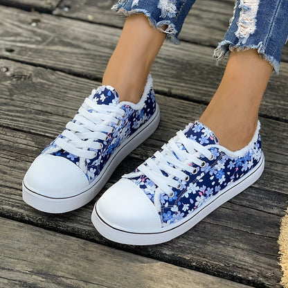 Baskets femme à motif floral pour loisirs et quotidien