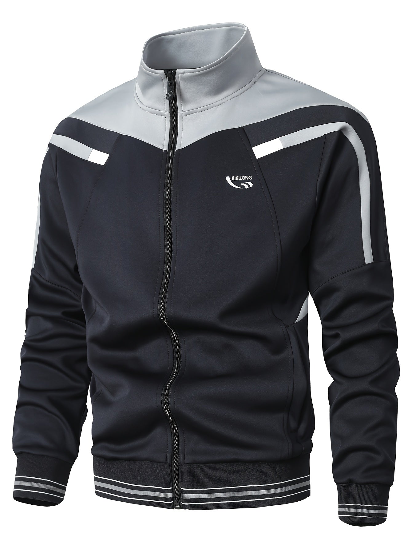 Herren Trainingsanzug Schwarz Grau Sportanzug Jacke und Hose Set