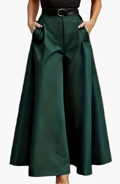 Pantalones Palazzo de pierna ancha para mujer para oficina y ocasiones elegantes – Pantalones de talle alto con estilo y carácter