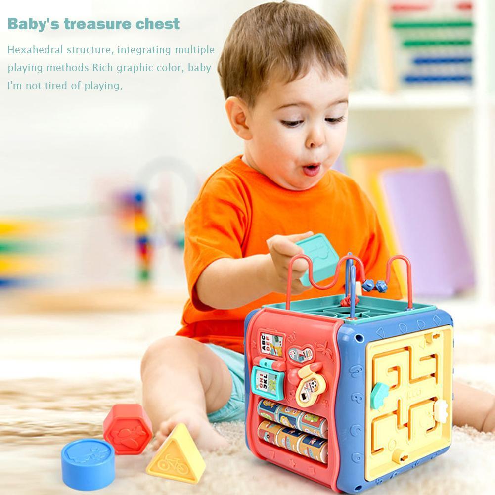 Cube d'apprentissage Montessori pour enfants – Jouet à six faces avec labyrinthe, engrenages et activités – Jouet éducatif précoce