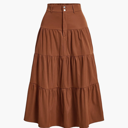 Damen Maxirock mit hoher Taille und Stufen-Design – Eleganter Freizeitrock für Frühling und Sommer