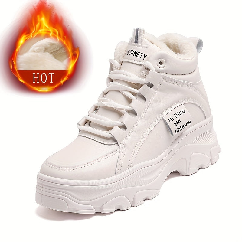 Damen Gefütterte Plateau Sneaker Stiefel Winterschuhe Warm