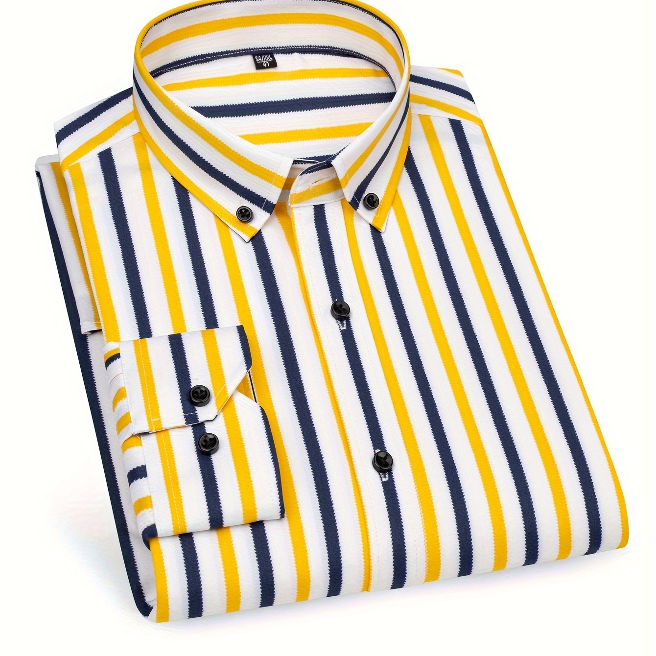 Chemise décontractée homme slim fit à rayures avec patte de boutonnage – Parfaite pour le quotidien et les sorties