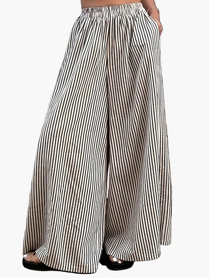 Damskie szerokie spodnie w paski Eleganckie na co dzień Wiosna/Lato
