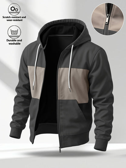 Chaqueta unisex con capucha y cremallera, multicolor, con cordón ajustable y bolsillos