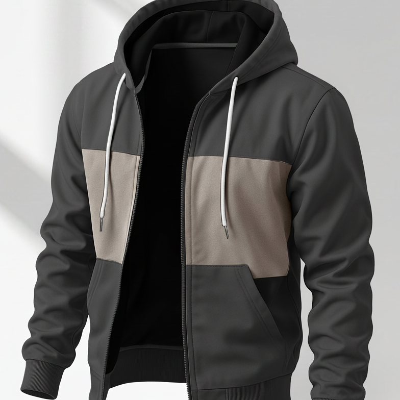 Chaqueta unisex con capucha y cremallera, multicolor, con cordón ajustable y bolsillos