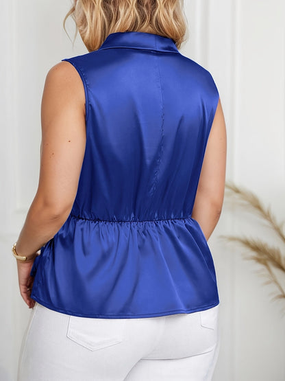 Blouse portefeuille élégante pour femme, sans manches, asymétrique, pour bureau et loisirs